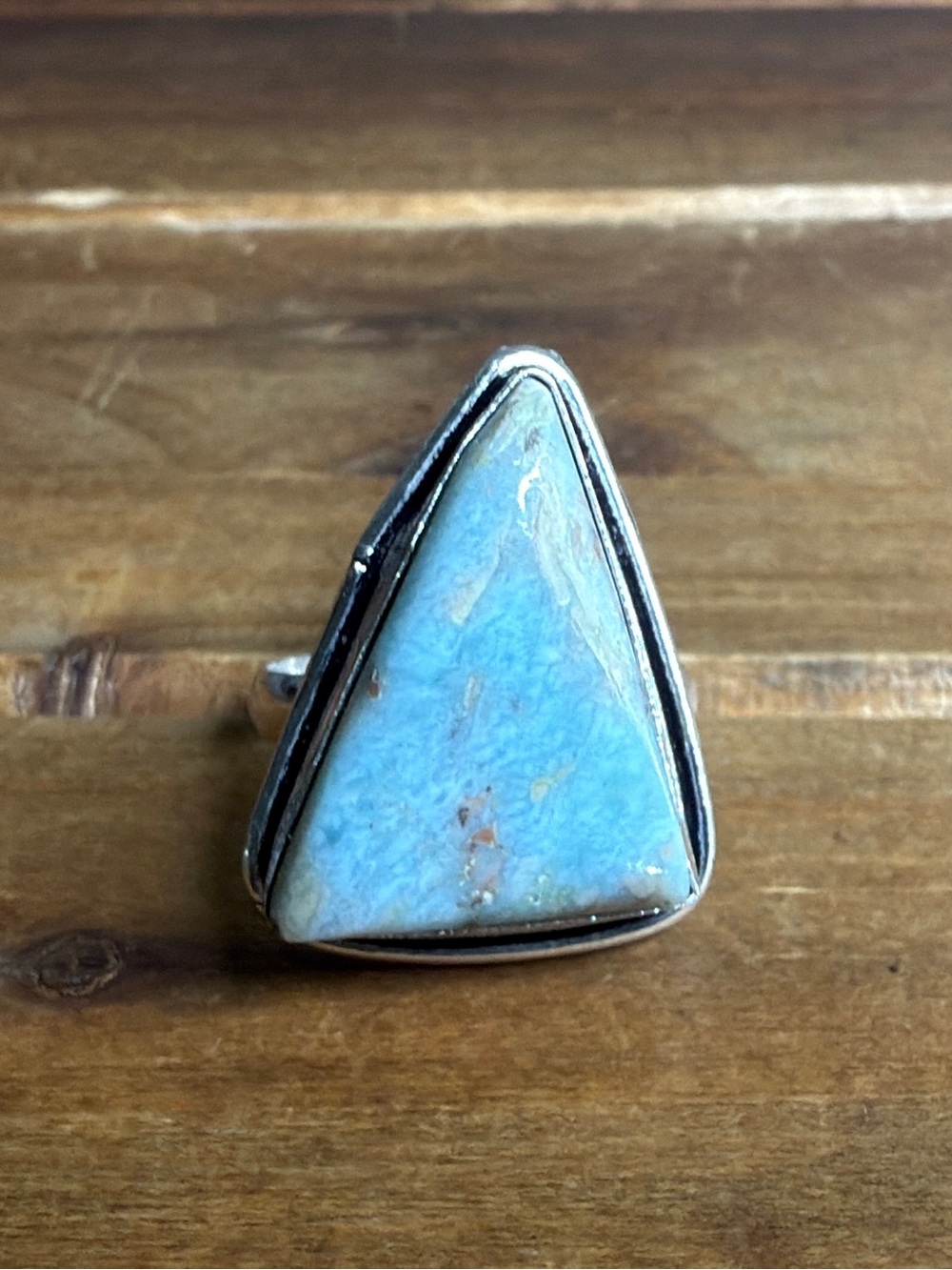 Southwestern Blue Larimar Gemstone Ring Size 8.75 Silver 925 Vintage Bohemian